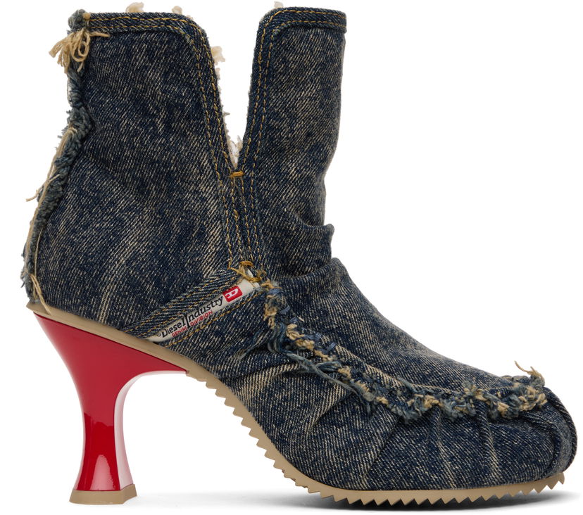 Tenisice i cipele Diesel D-Woodstock Ab Distressed Denim Flared Heel Ankle Boots Višebojno | Y03696 P1848