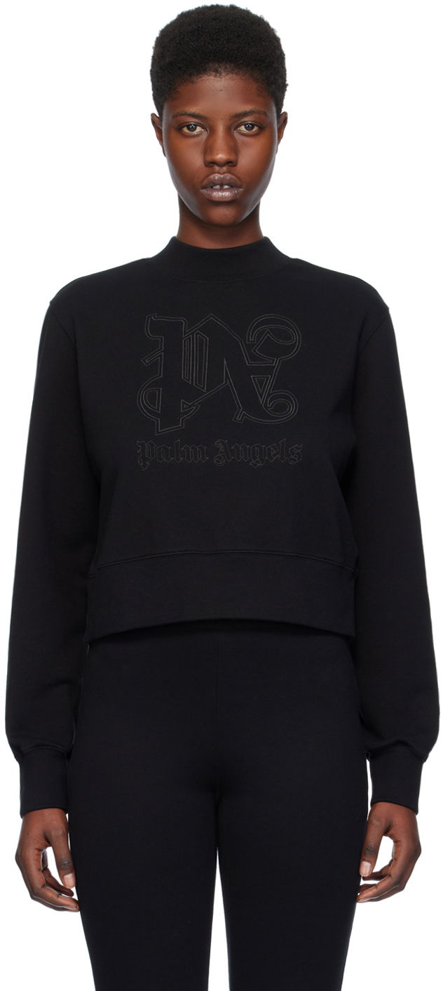 Dukserice Palm Angels Monogram Statement Sweatshirt Crna | PWBA016R24FLE0011010