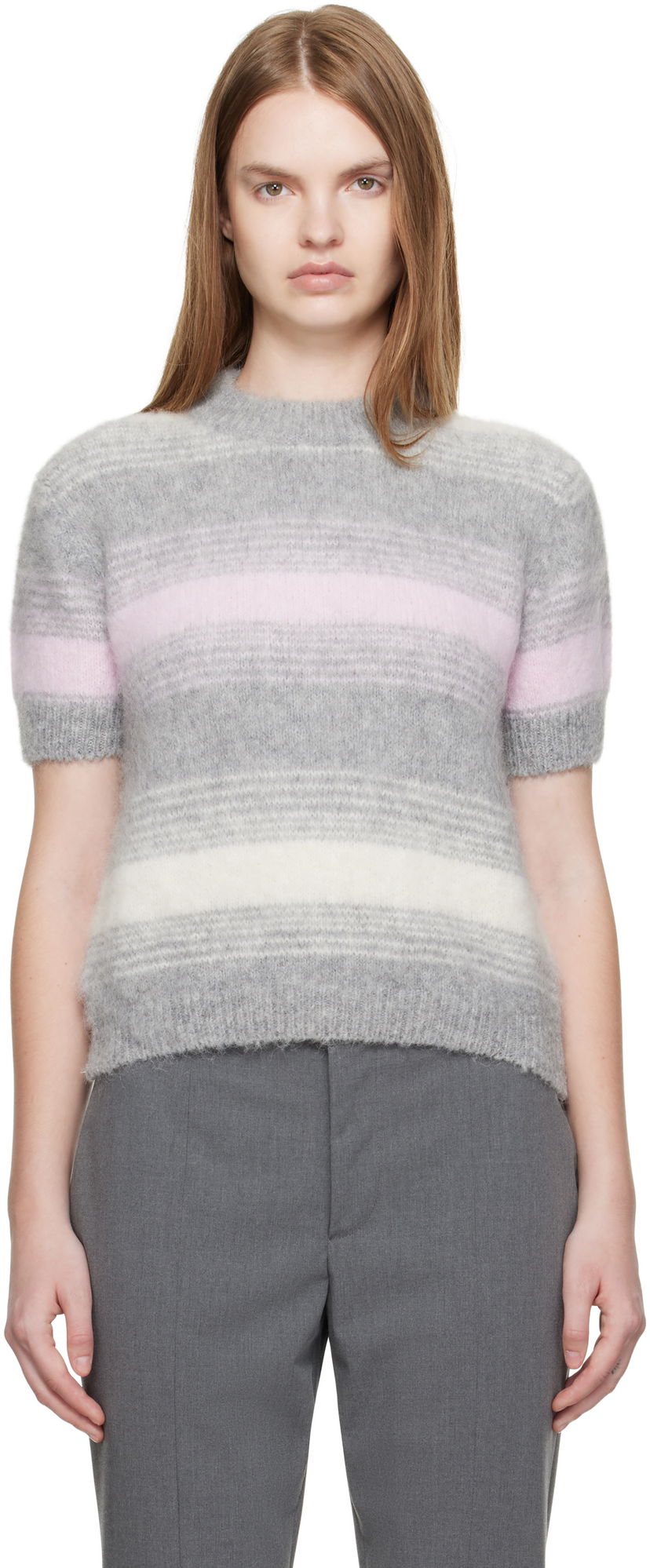 Džemper KENZO Kenzo Paris 'KENZO Speed Stripe' Short Sleeve Sweater Siva | FF62TO6053CG