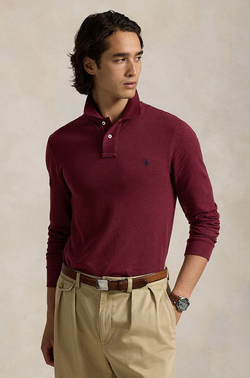 Polo majica Polo by Ralph Lauren Polo Ralph Lauren Long Sleeve Polo Shirt Tamnocrvena | 710681126