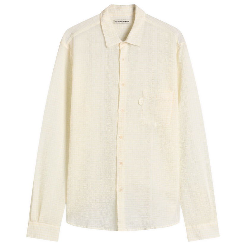 Košulja YMC Curtis Seersucker Stripe Shirt, Size Large Žuta | P2YMI-10