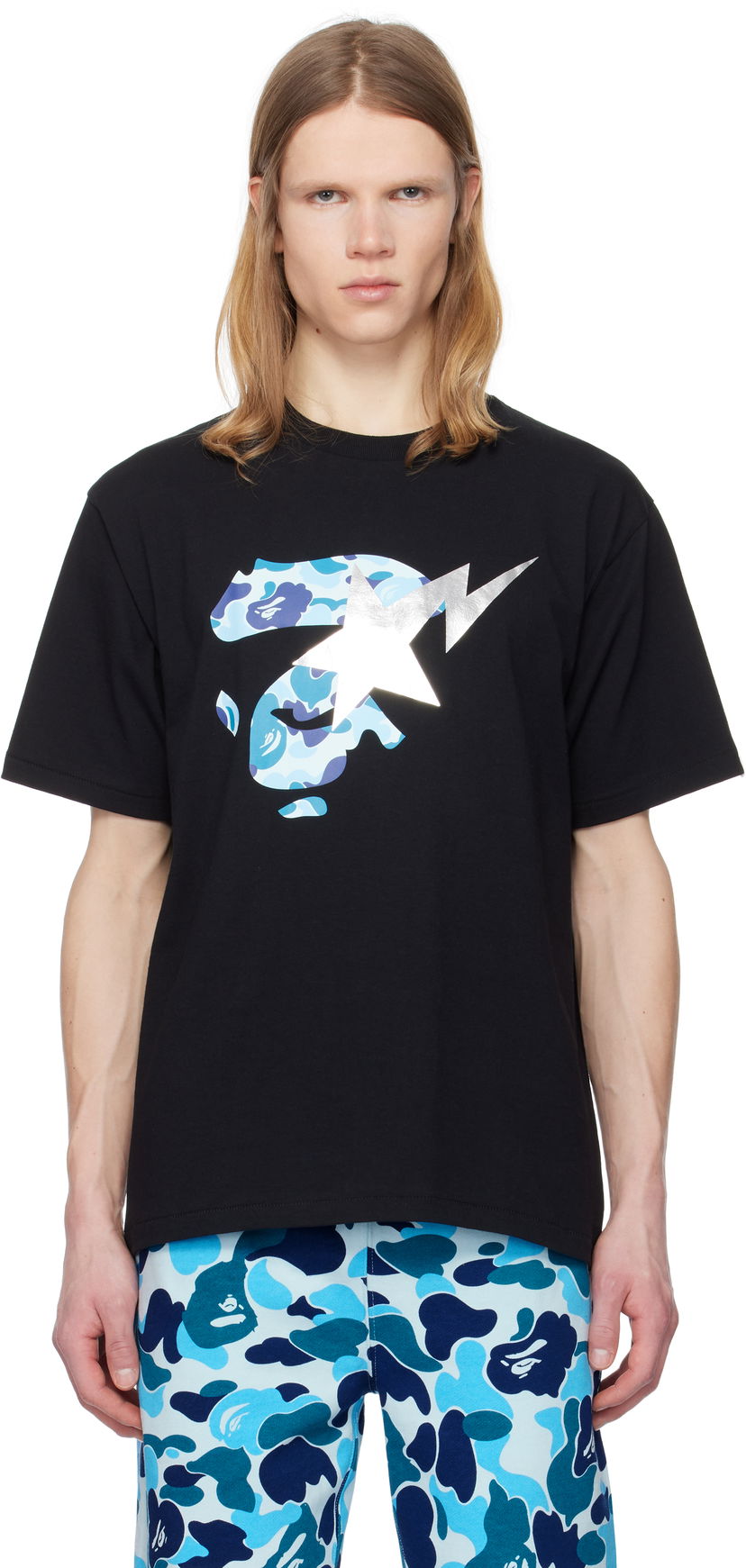 Majica kratkih rukava BAPE A Bathing Ape ABC Camo Ape Face STA T-Shirt Crna | 001TEK801009M