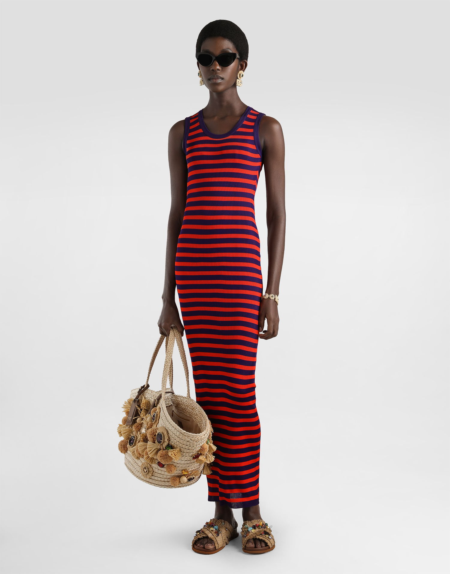 Haljina Dolce & Gabbana Dolce & Gabbana Ribbed Viscose Striped Tank Dress Višebojno | FXS48ZJAIRRF4524, 1