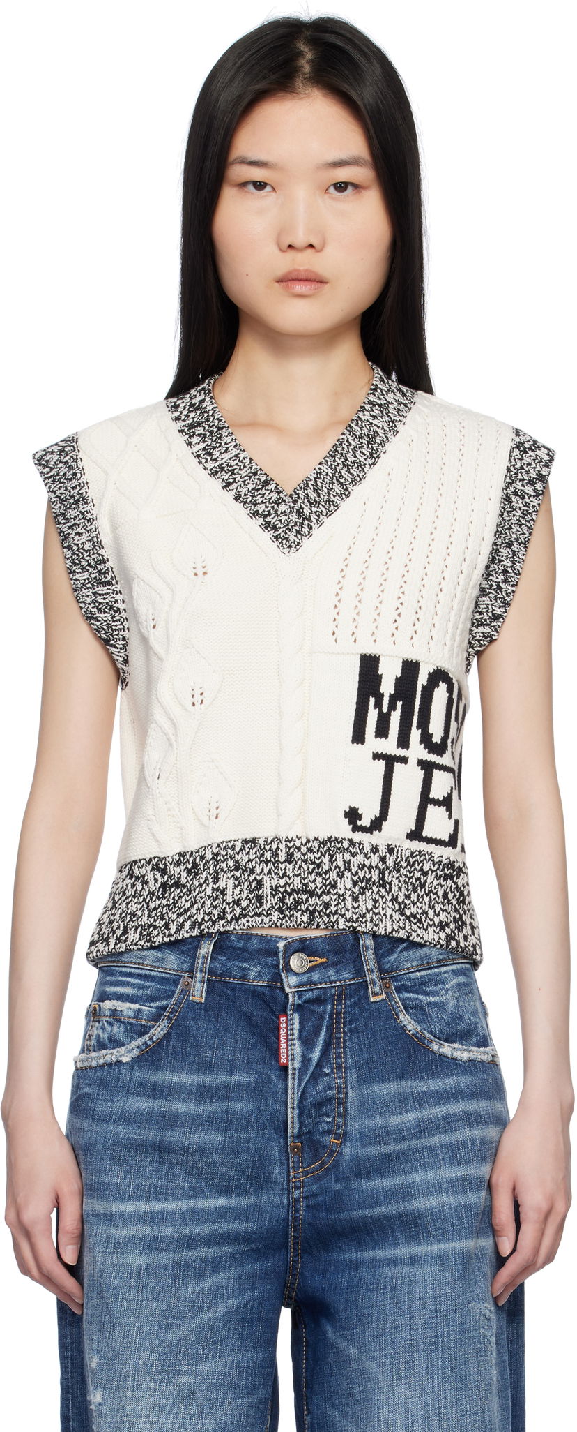 Džemper Moschino Moschino Jeans Urban Knit Vest Bijela | 251K10886
