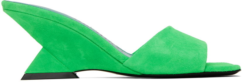 Nakit The Attico Attico Cheope Suede Wedge Mules Zelena | 232WS605 L007