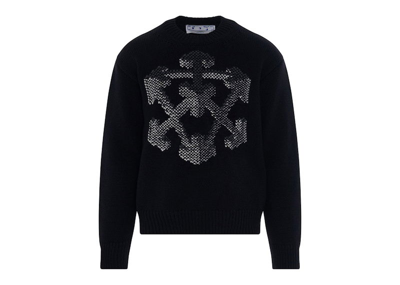 Dukserice Off-White 3D Arrow Chunky Knit Sweatshirt Black/Grey Crna | OMHE085F21KNI0021009