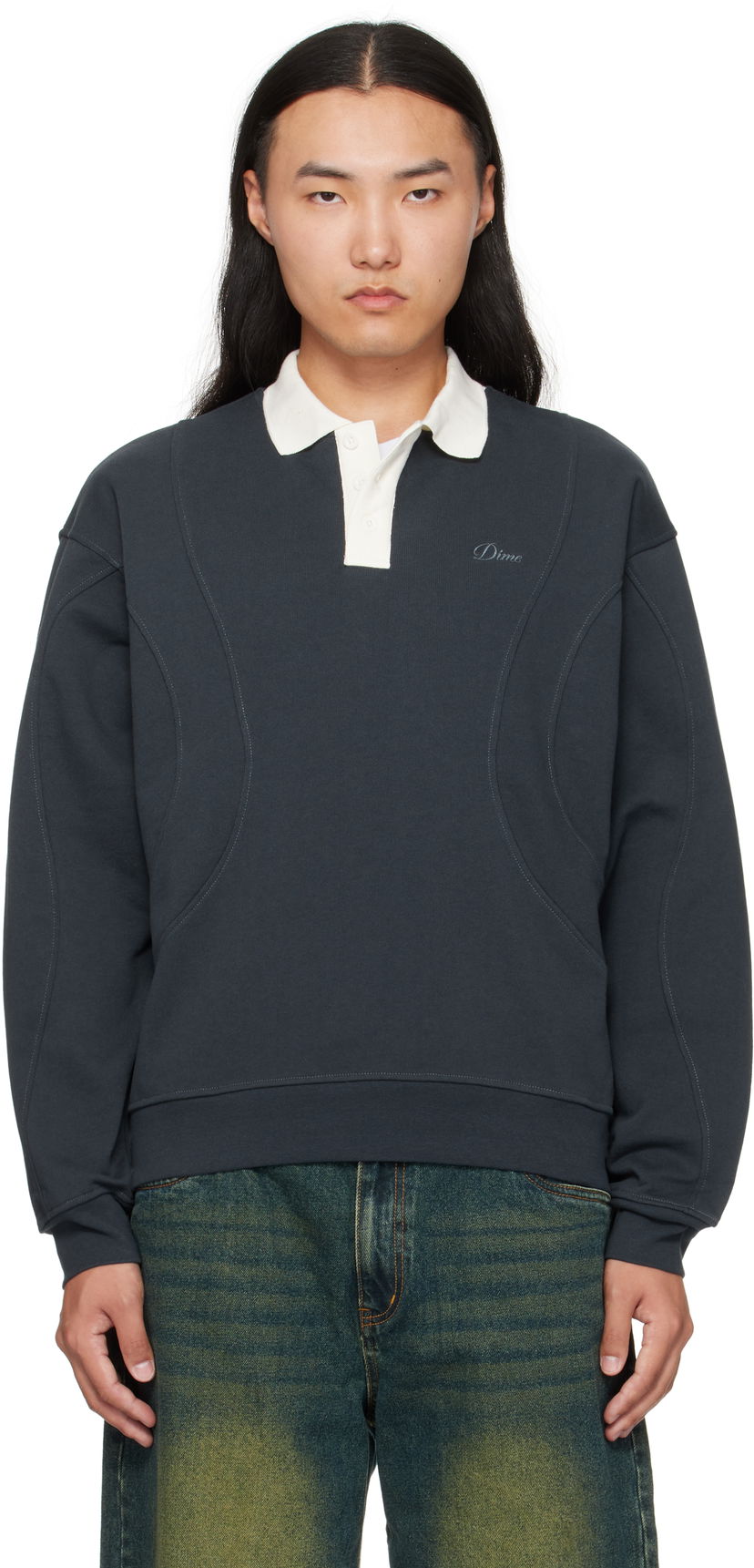 Polo majica Dime Dime French Terry Rugby Polo Crna | DIMEFA255NVY