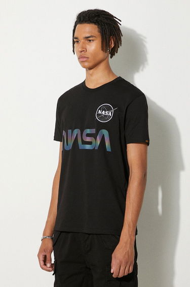 Majica kratkih rukava Alpha Industries NASA Rainbow Reflective Tee Crna | 178501RR.03, 3