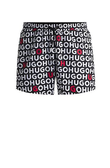 Kratke hlače BOSS Swim Shorts with Logo Print and Drawcord Crna | 50535412