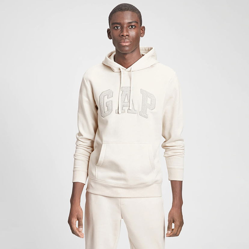 Dukserice GAP Logo Pullover Hoodie Unbleached White Bijela | 738102-10