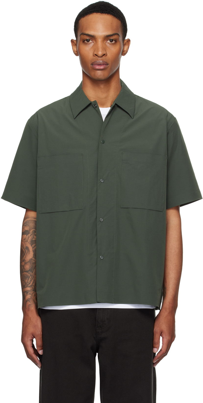 Košulja NORSE PROJECTS Norse Projects Hermann Travel Light Short Sleeve Shirt Zelena | N40-0824