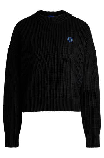 Džemper BOSS Relaxed Fit Sweater with Patch by HUGO Crna | 50530283