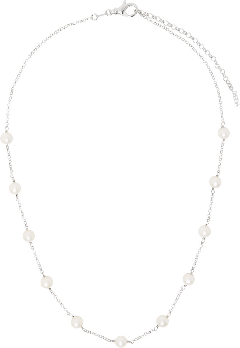 Ogrlica VEERT Pearl Chain Necklace Metalik | CA05RH-WG