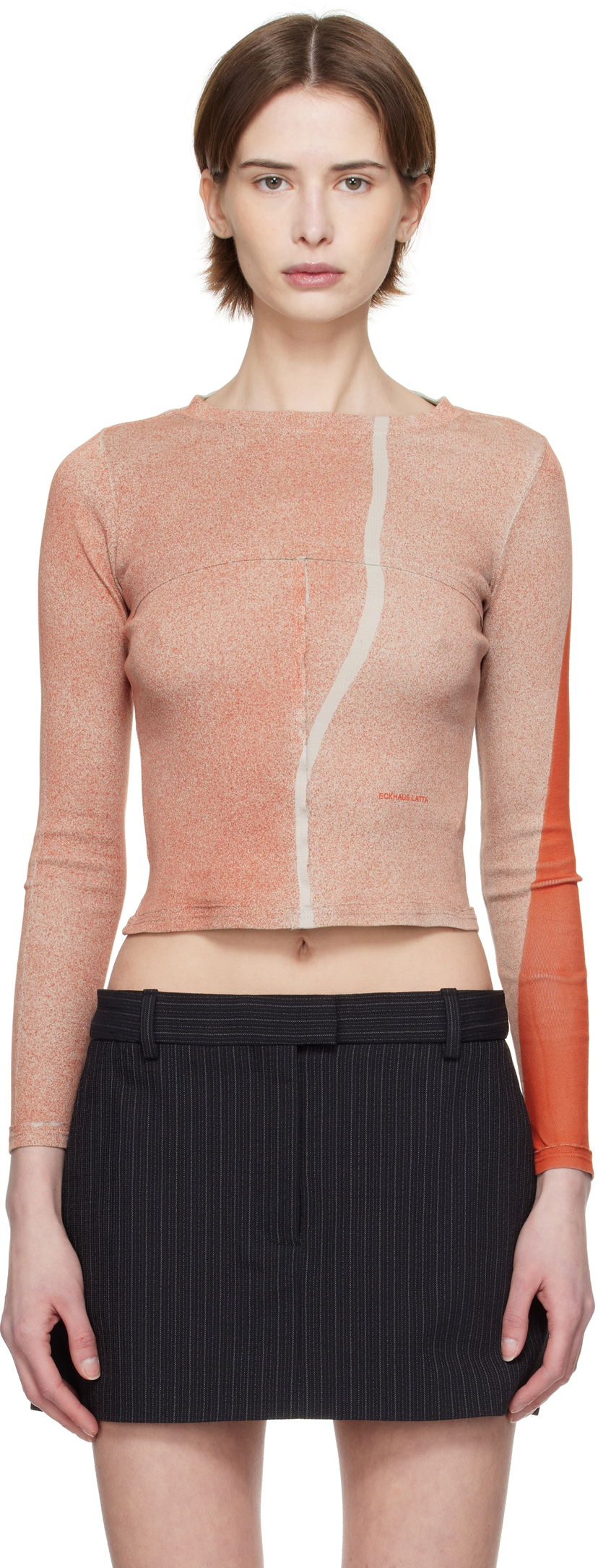 Crop top Eckhaus Latta Eckhaus Latta Lapped Baby Crewneck T-shirt Narančasta | 9100-EL-PS25-E -