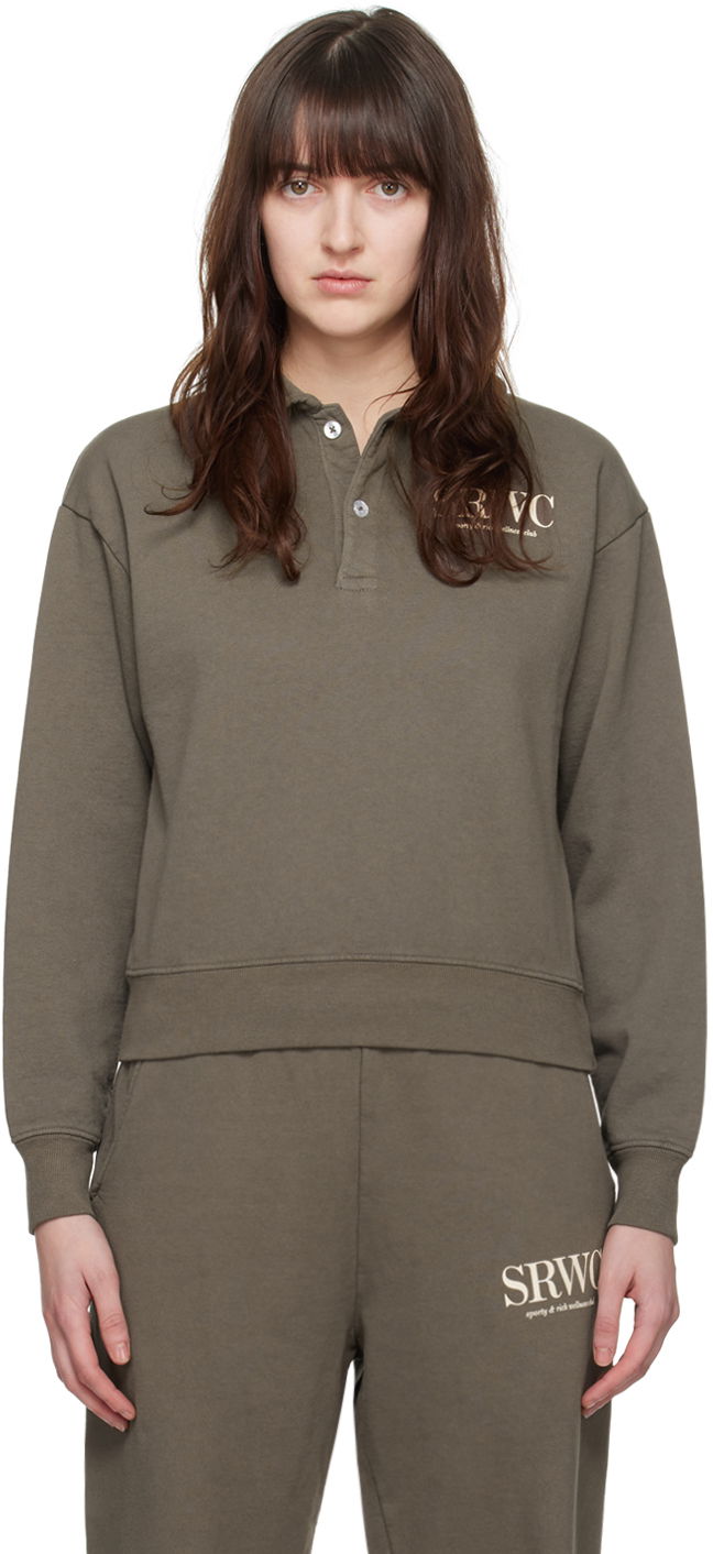 Polo majica Sporty & Rich Upper East Side Polo "Taupe" Zelena | POAW235ER