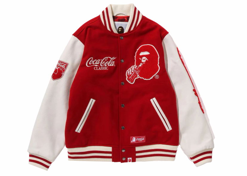 Jakna BAPE BAPE x Coca-Cola Varsity Jacket Red Crvena | 1J73-141-905