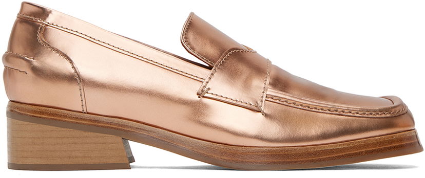 Tenisice i cipele Eckhaus Latta Eckhaus Latta Square-Toe Penny Loafers with Block Heel Metalik | FEKLMLTLO06V25