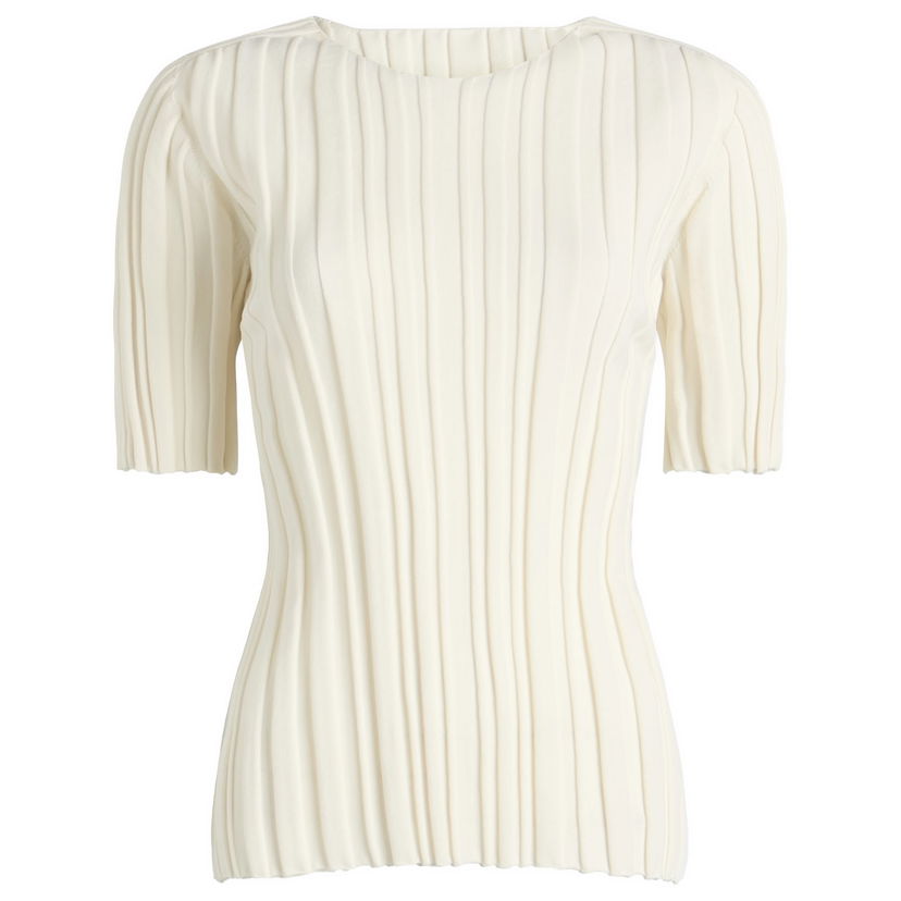 Majica kratkih rukava Pleats Please Issey Miyake Issey Miyake Pleats Please Rib Knit T-Shirt Bijela | PP56KK852-02