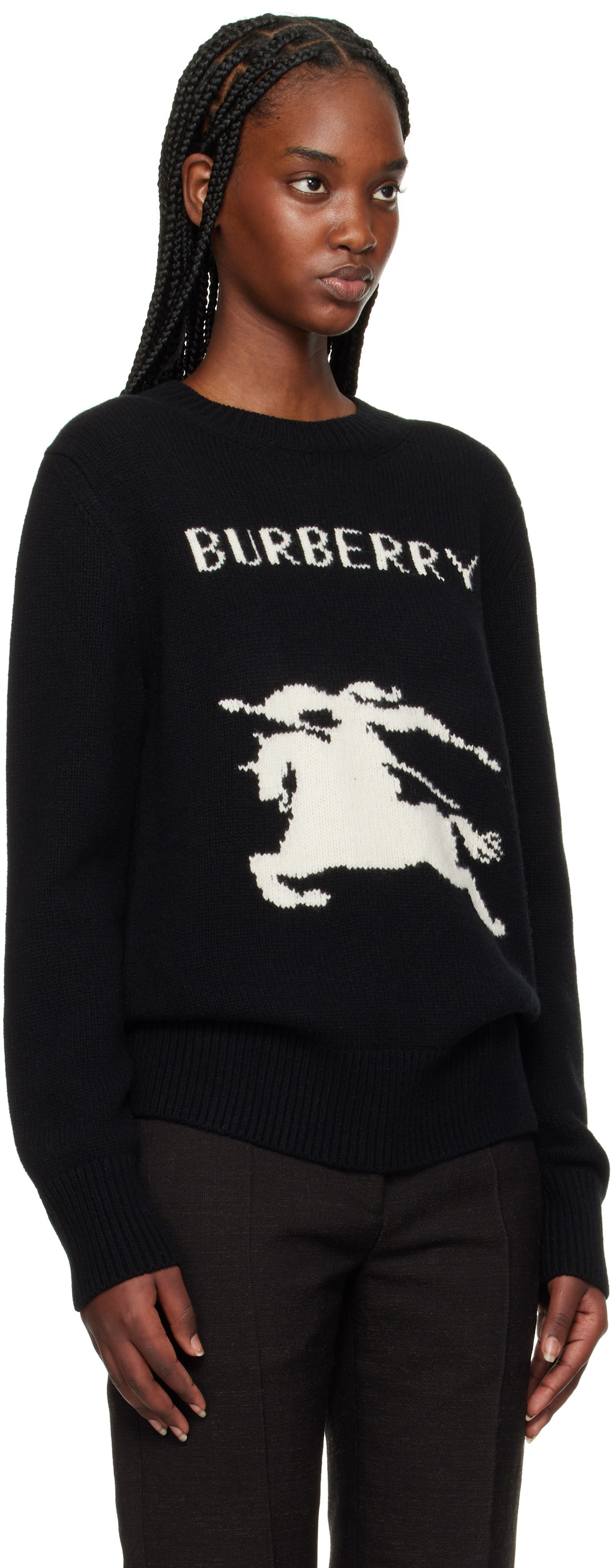 Džemper Burberry Burberry Equestrian Knight Design Wool Cashmere Sweater Crna | 8103048, 1