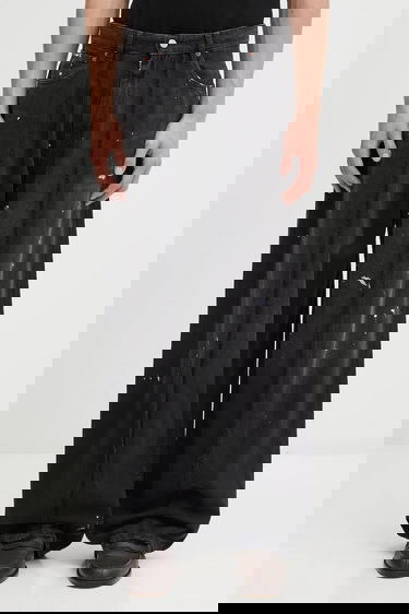 Jeans Maison Margiela MM6 Maison Margiela Wide-Leg Distressed Paint Splatter Jeans with Front Seam Detail Crna | SH0LA0011.M30011.966, 0