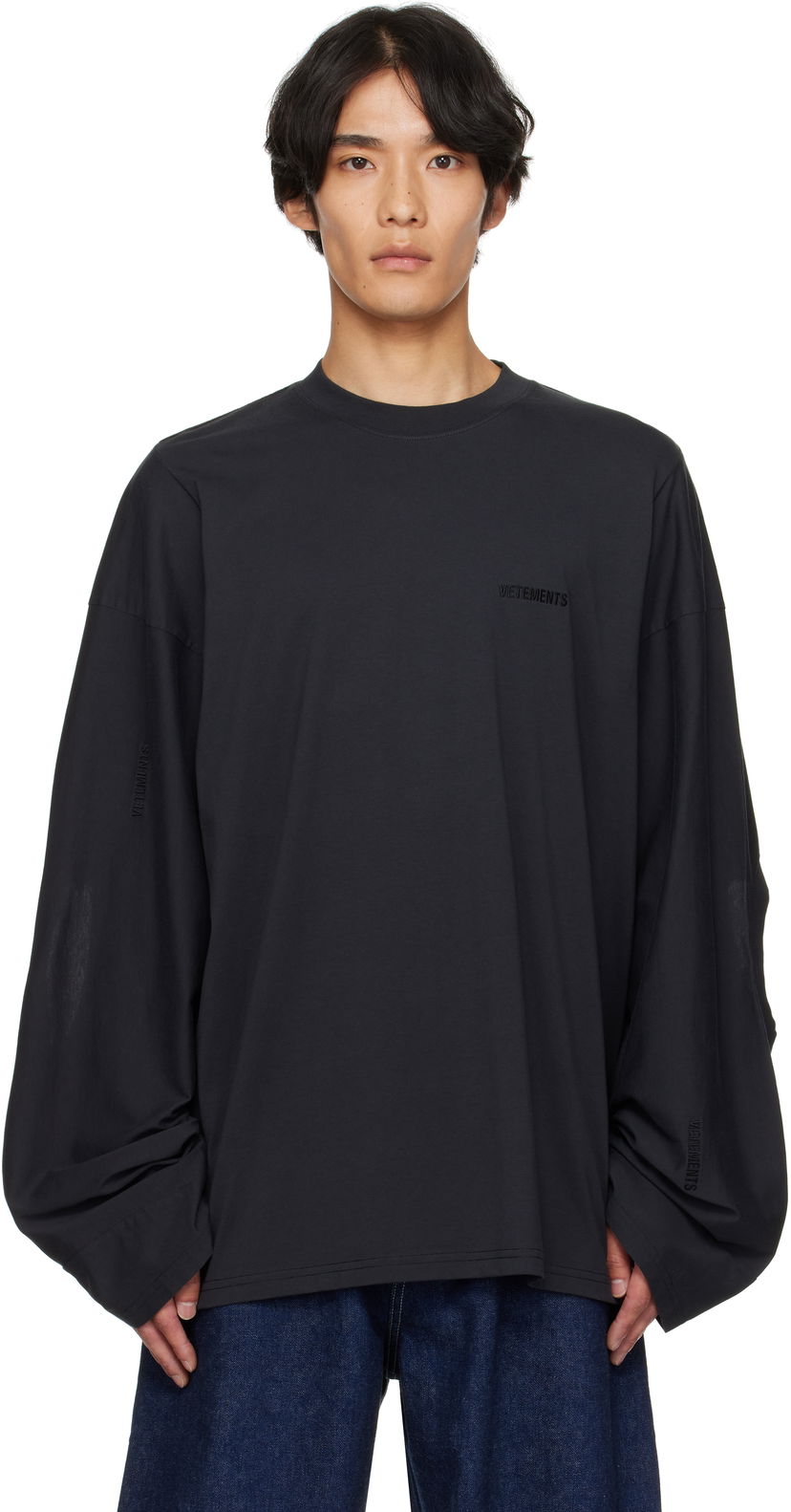 Majica kratkih rukava VETEMENTS VETEMENTS Logo Cut-Up Longsleeve T-Shirt Crna | UH76LS580B