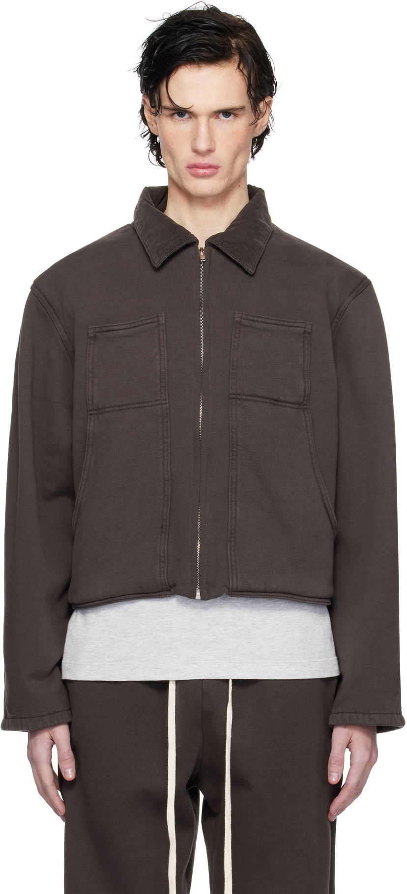 Dukserice LES TIEN Utility Cropped Jacket Siva | CF-1097