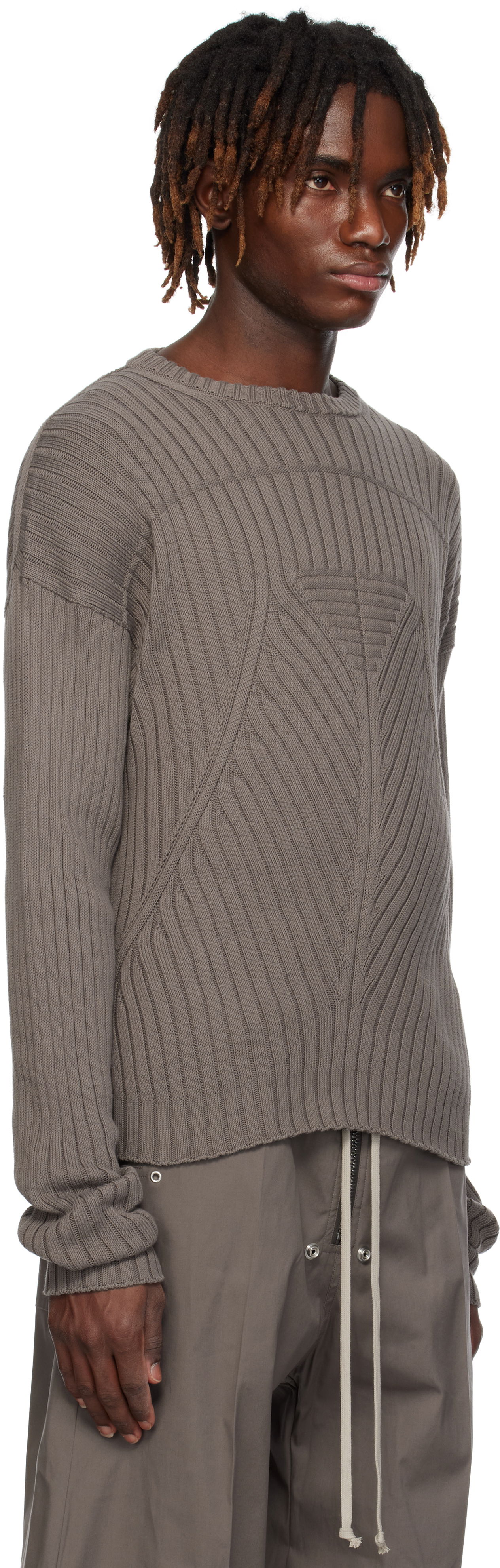 Džemper Rick Owens Rick Owens Hollywood Round Neck Sweater Siva | RU01E5664 KEC, 1