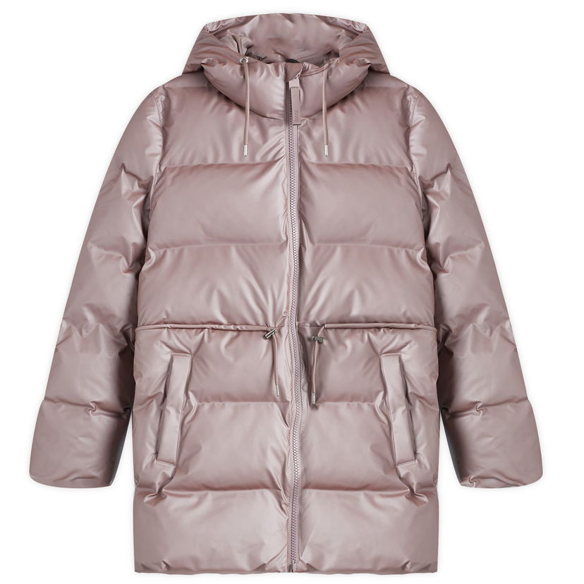 Pernata jakna Rains Women's Long String Puffer Jacket Ružičasta | 15160-37