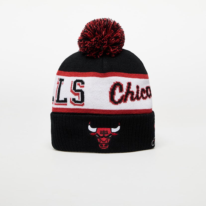 Kapica Mitchell & Ness NBA Block Sweep Pom Knit Chicago Bulls Beanie Crna | HK9726-CBUBLCK