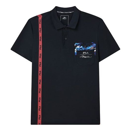 Polo majica FILA 3.1 Phillip Lim Crossover Print Short Sleeve Polo Crna | F11M126104F-NV