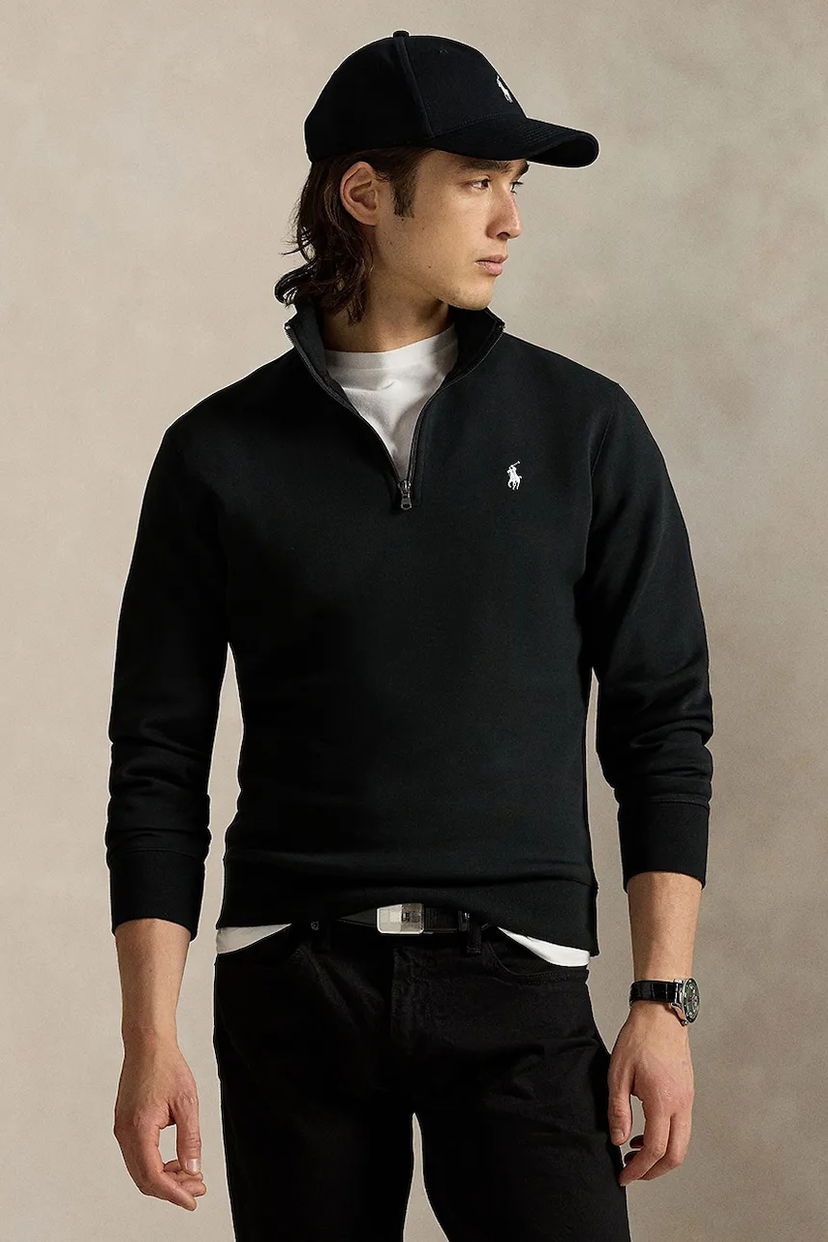 Džemper Polo by Ralph Lauren Polo Ralph Lauren Quarter-Zip Sweatshirt Crna | 710P06234