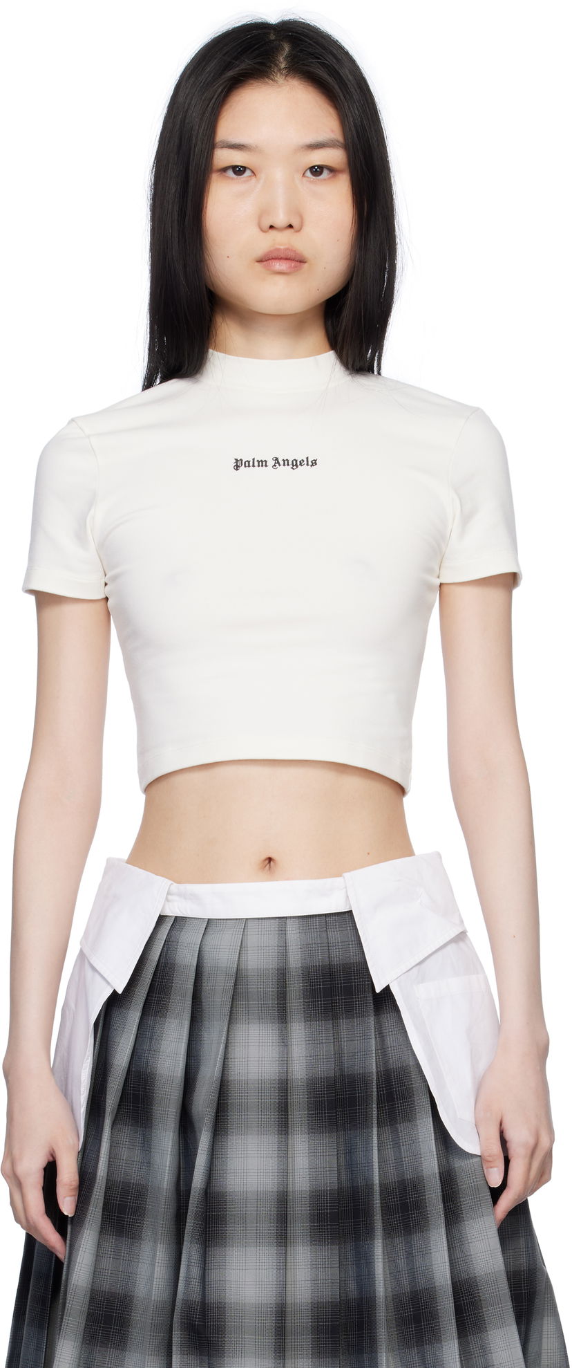 Crop top Palm Angels Classic Logo Crop T-Shirt Bijela | PWAA074C99JER0010310
