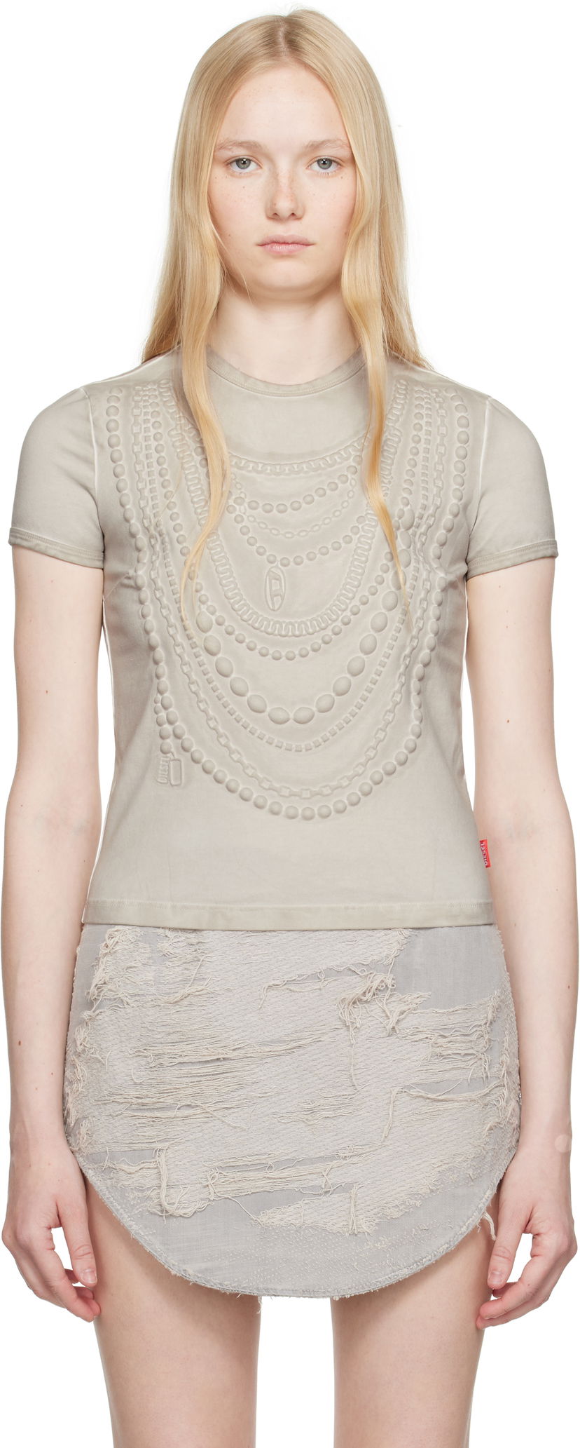 Majica kratkih rukava Diesel Diesel T-Nekka Necklace Graphic T-Shirt Bež | A18231 0BLBB