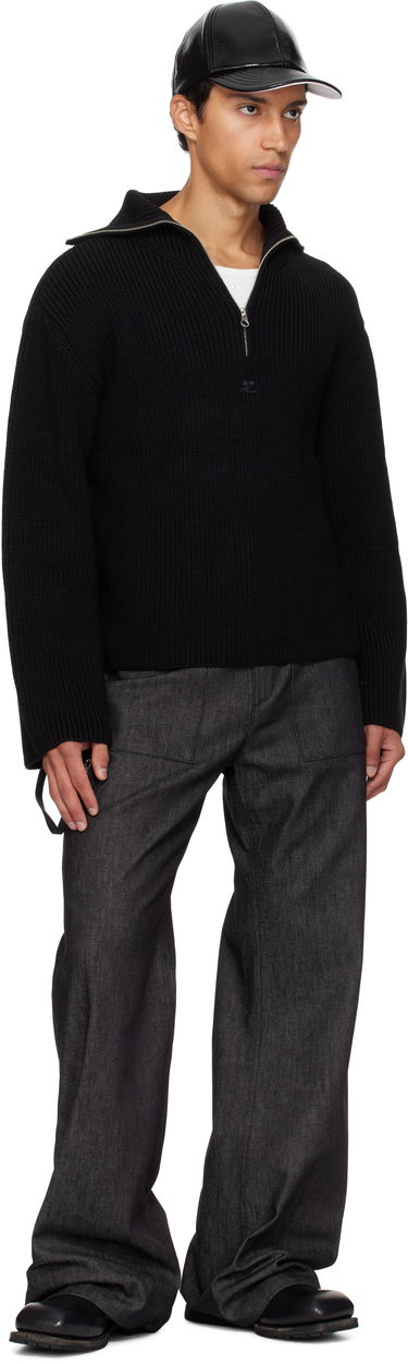 Džemper Courrèges Courrèges Ribbed Wool Trucker Sweater Crna | 325MPU243FI0036, 3