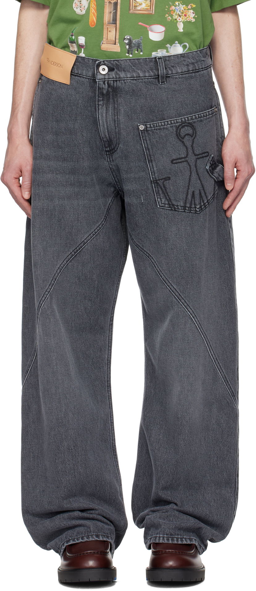 Jeans JW Anderson JW Anderson Twisted Workwear Denim Jeans Siva | DT0110-PG1745