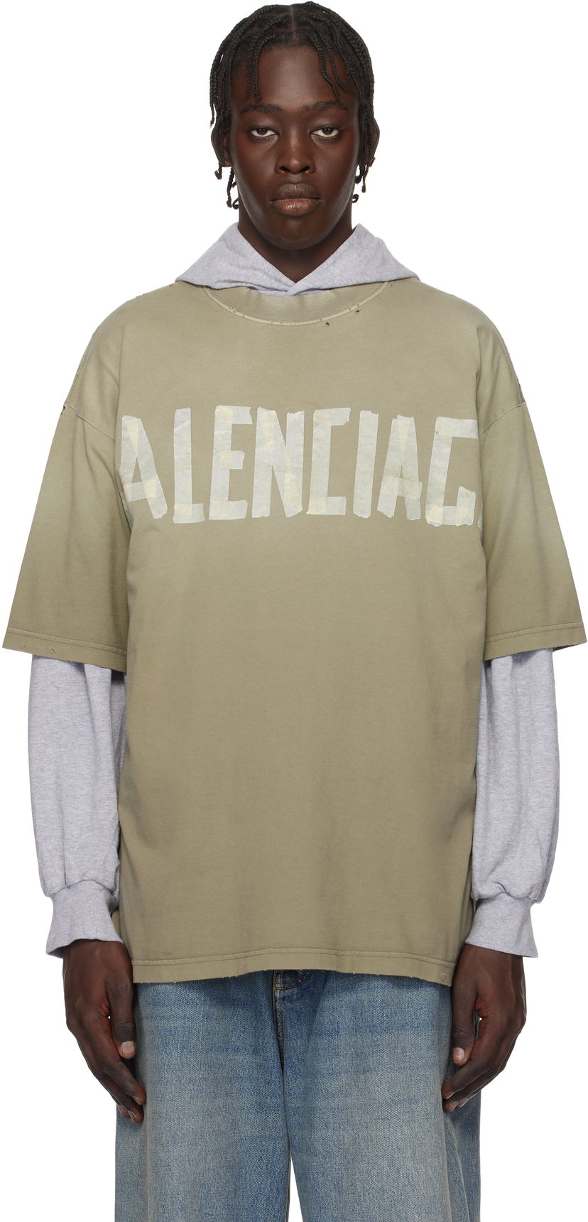 Majica kratkih rukava Balenciaga New Tape Type Medium Fit T-Shirt Zelena | 739784TOVA9
