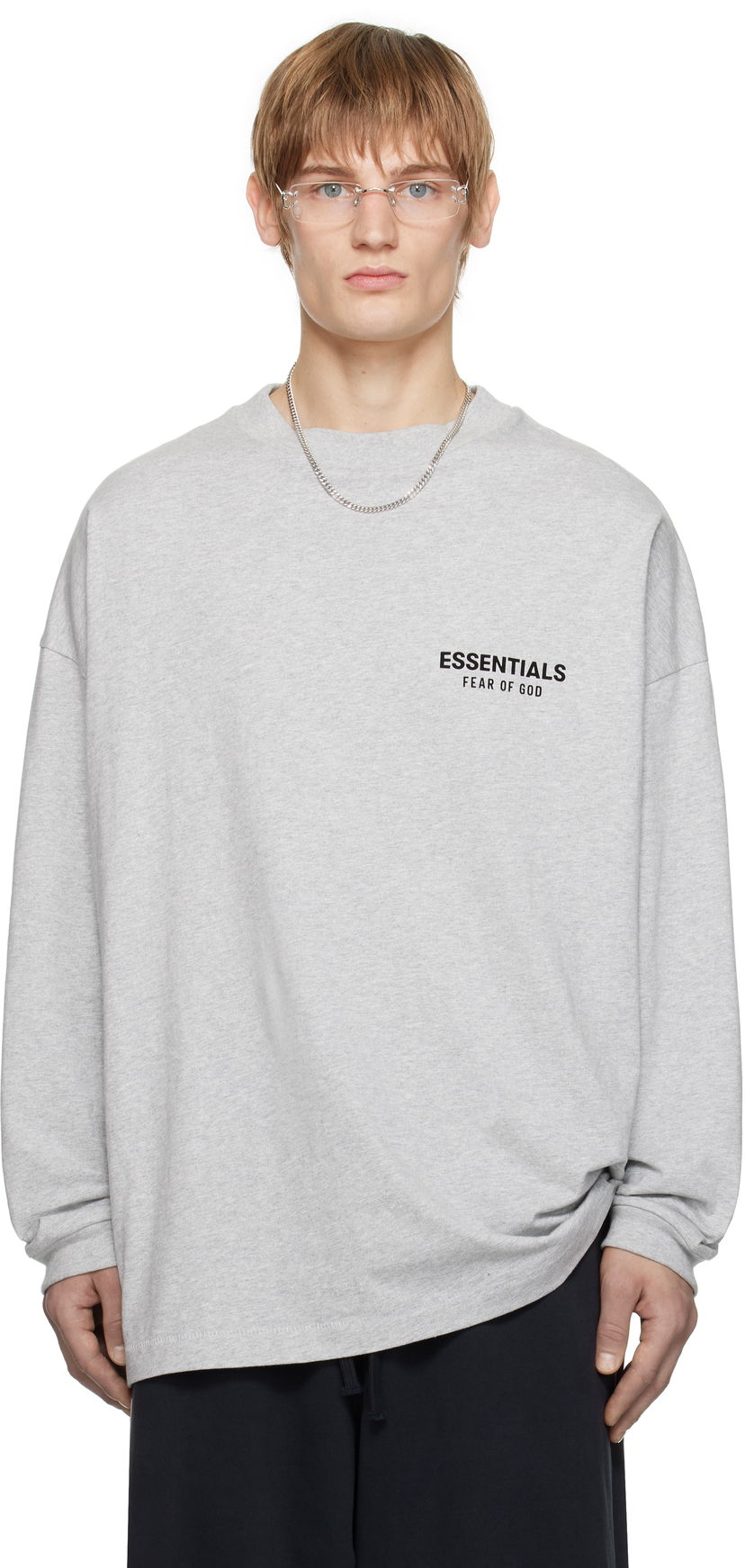 Džemper Fear of God Fear of God ESSENTIALS Jersey Long Sleeve T-Shirt Siva | 125HO244378F