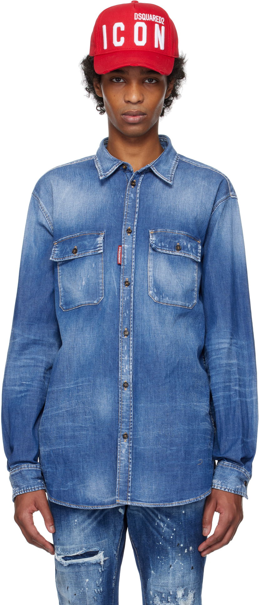 Košulja DSQUARED2 Dsquared2 Dan Worker Pocket Denim Shirt Plava | S74DM0904_S30341