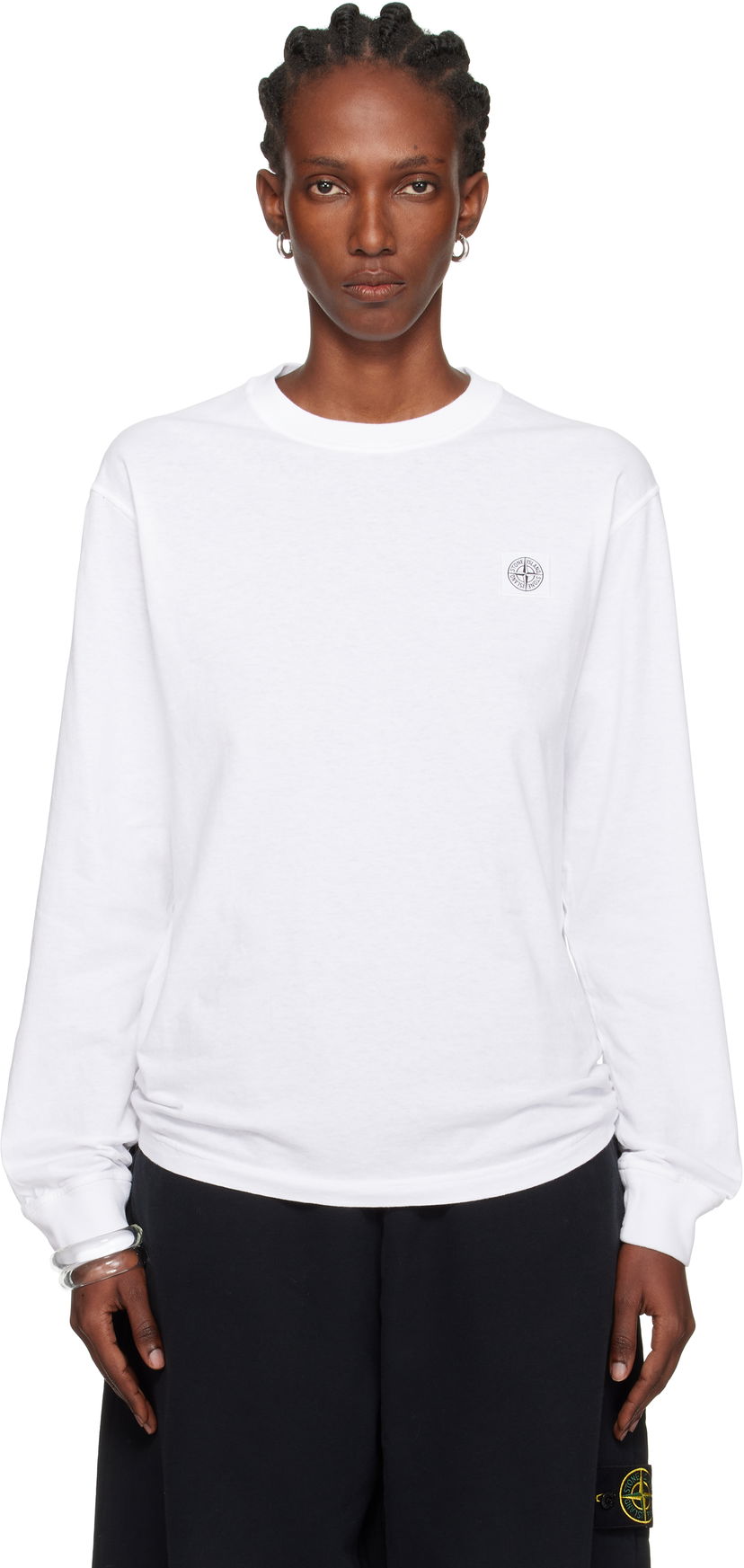 Majica kratkih rukava Stone Island Organic Cotton Jersey 'Fissato' Effect Long Sleeve T-Shirt by Stone Island Bijela | K2S15 2100030 S0057