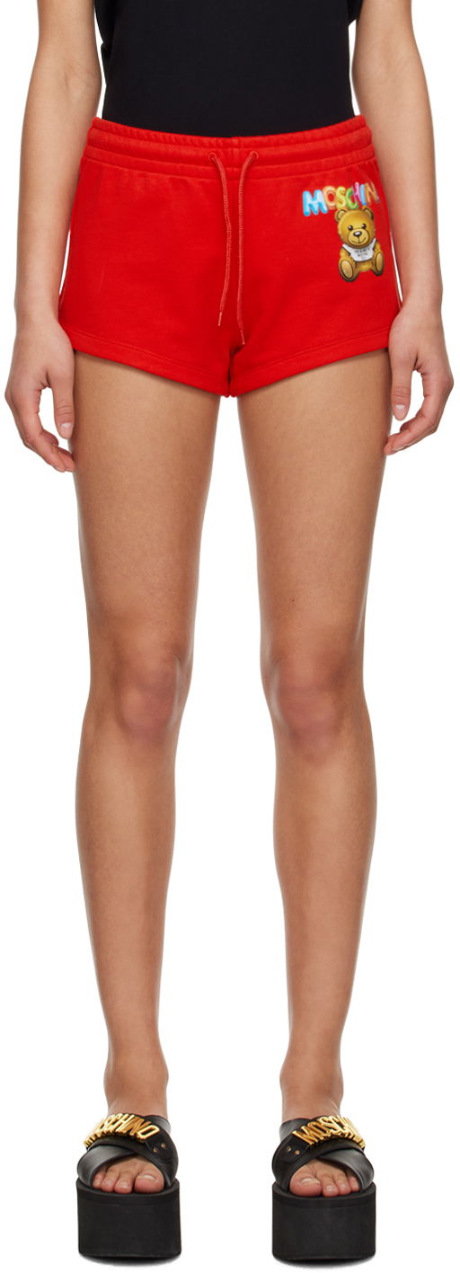 Kratke hlače Moschino Teddy Bear Print Sweatshorts Crvena | 0328 0428