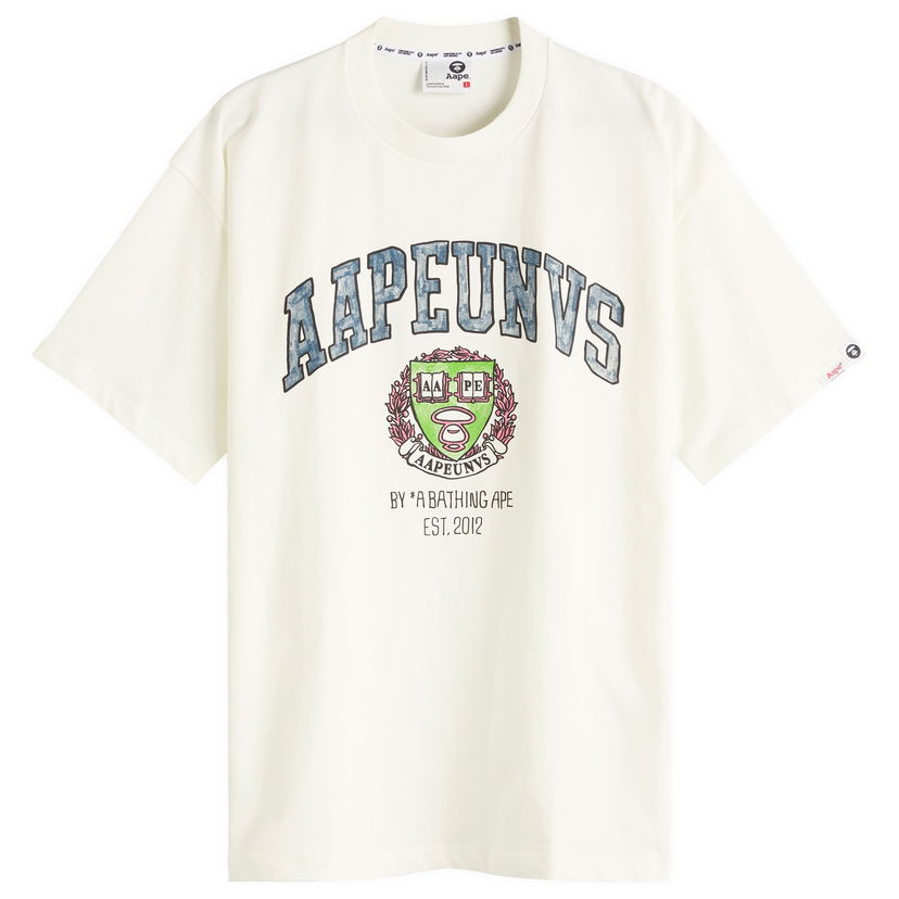 Majica kratkih rukava AAPE by A Bathing Ape AAPE College Theme T-Shirt, Size Large Bijela | AAPTEM1626XX-IVO