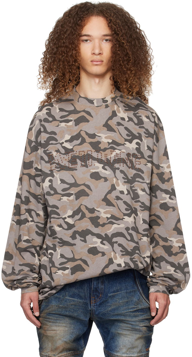 Džemper We11done We11done Camo Long Sleeve T-Shirt Siva | WD-TT0-24-792-U-GY, 0