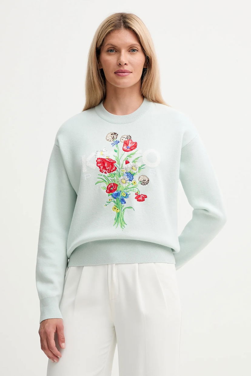 Džemper KENZO Kenzo Women's Floral Sweater Zelena | FF62PU7303BG