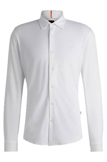 Košulja BOSS Slim Fit Melange Cotton Piqué Shirt Bijela | 50519748