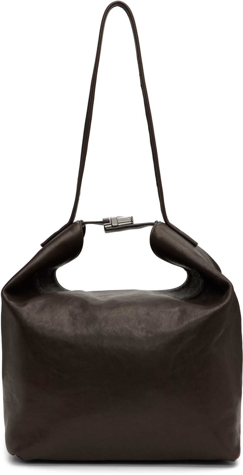 Ručna torbica BY FAR BY FAR Maxi Bea Creased Leather Bag Smeđa | MWBSB054LL034BR054PL
