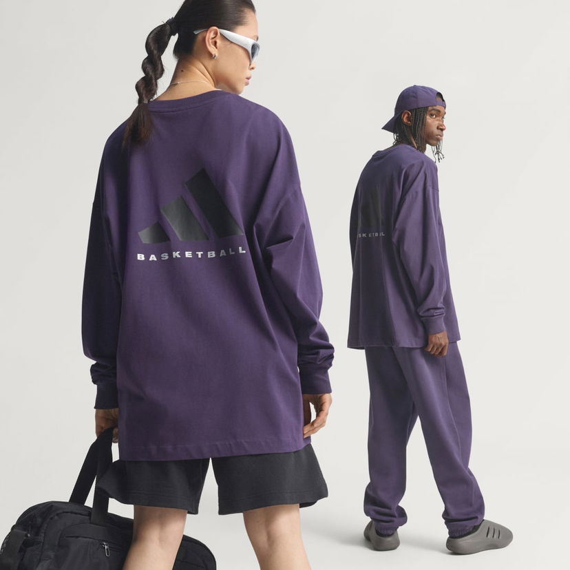 Majica kratkih rukava adidas Performance Basketball Loose Fit Long Sleeve T-Shirt Ljubičasta | JX5581