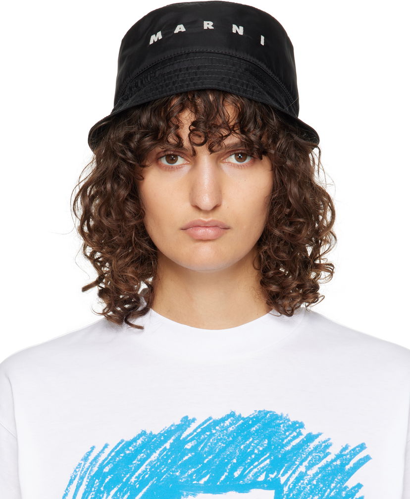 Šešir Marni Embroidered Logo Bucket Hat Crna | CLZC0110SW UTN923