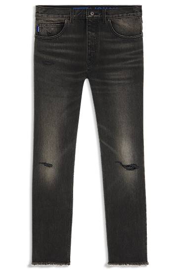 Jeans BOSS Regular Fit Distressed Denim Jeans Crna | 50541593