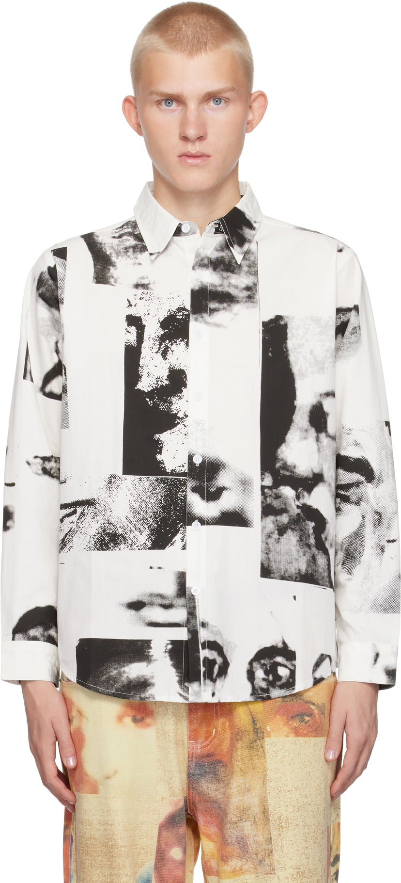 Košulja KidSuper Collage Faces Shirt Bijela | AW24-LTP-14