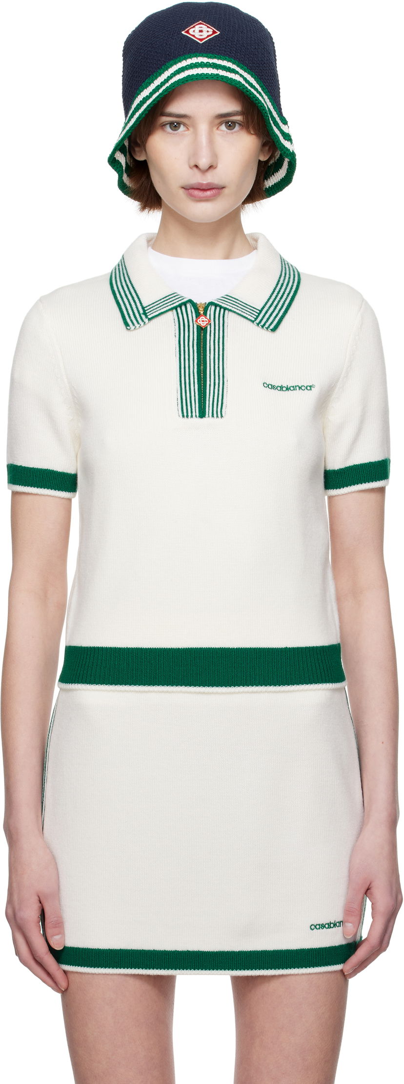 Suknja Casablanca Casablanca Knit Tennis Polo Bijela | WPS25-KW-856-01
